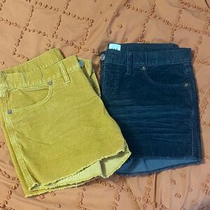 Yellow and Black Corduroy Mini Skirts